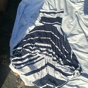 Navy and white striped high low dress staples